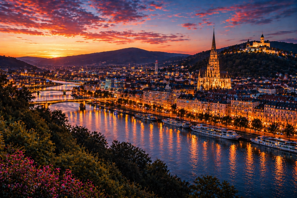 noćni klub Austrija Linz panorama grada
