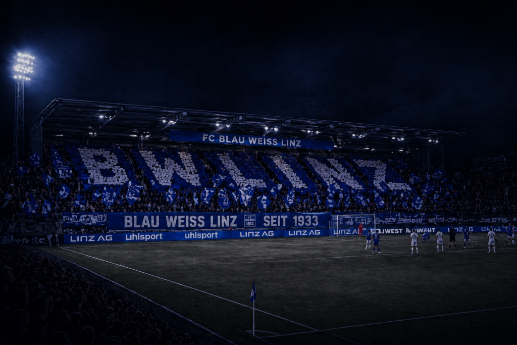 Blau Weiß Linz Stadion bei Nacht in Linz Oberösterreich